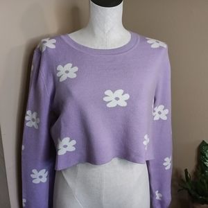 Blue Blush Cropped Sweater Small